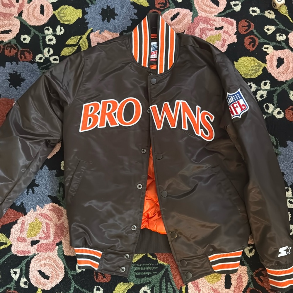 HOMAGE X Starter Cleveland Browns Satin Retro Football Jacket Mens Size Medium